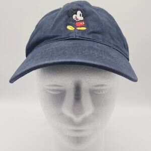 Vintage-Style Disney Mickey Mouse Navy Denim Dad Hat Cap - Adjustable OSFM